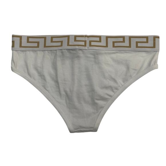 M2-39 VERSACE Women's Greca Panties Triangle Bikini Cotton White Size 2/Small - Picture 2 of 10
